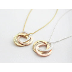 Linked Circle Custom Children Name Rings Eternity Necklace Mother Gift - 7
