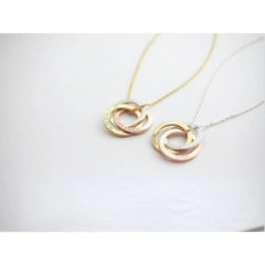 Linked Circle Custom Children Name Rings Eternity Necklace Mother Gift - 7