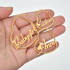 Love Name Earrings English Alphabet Ladies Peach Heart Earrings - 7