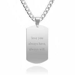 Men’s Engraved Photo Silver Necklace - default - Name Bracelets