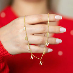 Micro Inlaid Brick And Stone 26 Letter Name Necklace Pendant - 7