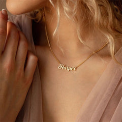 Minimally Gold Plated Collarbone Chain Custom Name Necklace - 7