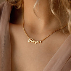 Minimally Gold Plated Collarbone Chain Custom Name Necklace - 7