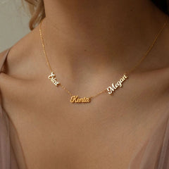 Name Custom Stainless Steel Necklace Personalized DIY - 3names - Necklace