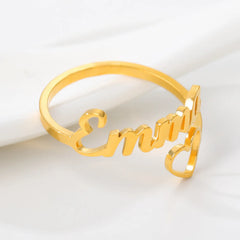 Name Letter Stainless Steel Ring - Gold - 7