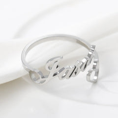 Name Letter Stainless Steel Ring - Silver - 7