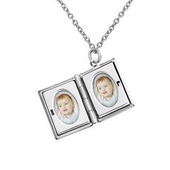 Necklace Color Printing Pendant Couple Book Photo Box Pendant - Steel color - 7