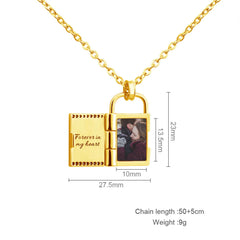 New Creative Diy Lettering Color Printing Photo Frame Padlock Necklace - 7