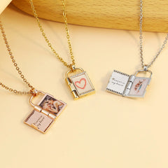 New Creative Diy Lettering Color Printing Photo Frame Padlock Necklace - 7
