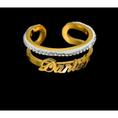 New Cut Stainless Steel Name Ring - Gold - 7