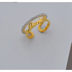 New Cut Stainless Steel Name Ring - Gold - 7