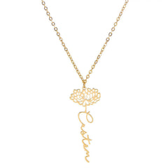 New Flower Name Letter Necklace Stainless Steel Pendant - Necklace