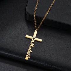 Niche Design Cross Necklace Stainless Steel English Name Clavicle Chain - 7