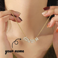 Personalised Crystal Bubble Name Pendant Bubble Name Necklace 3D Letter - Necklace