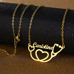 Personality Stethoscope Name Necklace Jewelry Stainless Steel - 7