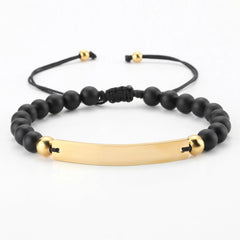 Personalized Beaded Adjustable Engraved Bar Bracelets - Black3 - 7