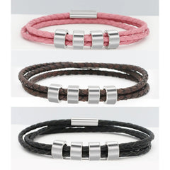 Personalized Beads Absorbent Iron Stone Multi Layered Hand Rope Name Inscription DIY - 7