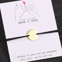 Personalized Bracelet Engraving Rectangle Custom Letter Stainless Steel Red Rope Bracelet - Black Gold - 7