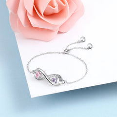 Personalized Carving Name Bracelet Birthstone - Silvery - 7