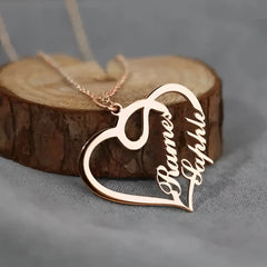 Personalized Custom Name Necklaces Pendant Double Heart Women Necklace - 7