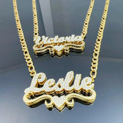 Personalized Double-layer Heart-shaped Nameplate Necklace - 7