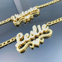 Personalized Double-layer Heart-shaped Nameplate Necklace - 7