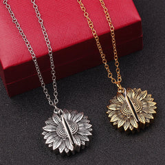 Personalized Engrave Name Date Sun Flower Necklace Fashion Custom Text For Women Men Choker Chain Jewelry Charm Gift - 7