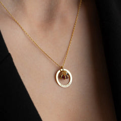 Personalized Engraved Birthstone Circle Necklace - 7