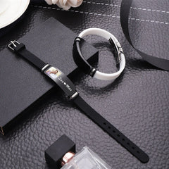 Valentine’s Day Gift Personalized Engraved Titanium Steel Bracelet - Black - 7