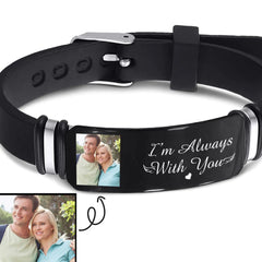 Valentine’s Day Gift Personalized Engraved Titanium Steel Bracelet - Black - 7