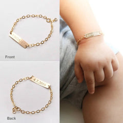 Personalized Engraving Children’s Adjustable Stainless Steel Letter Bracelet - 7