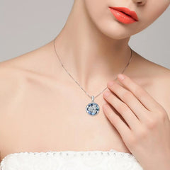 Personalized Flower Photo Locket Necklace 925 Sterling Silver Photo Pendant - Silver - 5