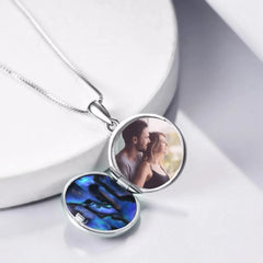 Personalized Flower Photo Locket Necklace 925 Sterling Silver Photo Pendant - Silver - 5