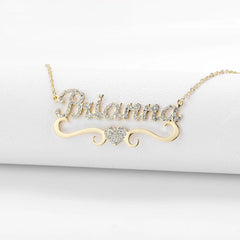 Personalized Heart Iced Out Name Necklace Butterfly Pendants - Necklace
