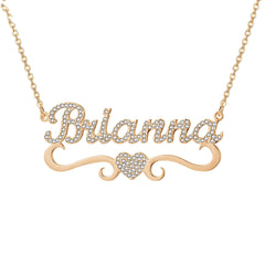 Personalized Heart Iced Out Name Necklace Butterfly Pendants