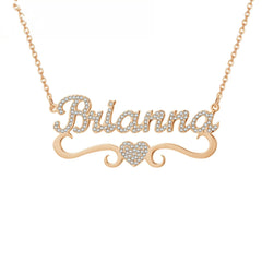 Personalized Heart Iced Out Name Necklace Butterfly Pendants - Rose gold without diamonds - Necklace
