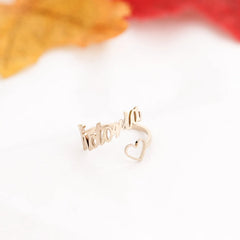 Personalized Heart Name Ring Adjustable Size Stainless Steel Wedding Jewelry - 7