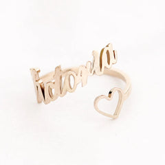 Personalized Heart Name Ring Adjustable Size Stainless Steel Wedding Jewelry - 7