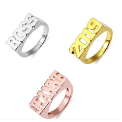 Personalized Hip Hop Name Ring Rose Gold Plated Custom Number Word Ring Fashion Gift - 7