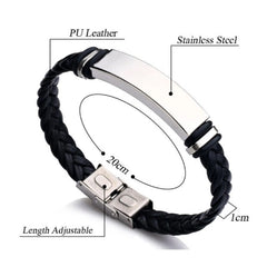 Personalized Jewelry Custom Bracelet for Women Men PU Leather Bracelet - White - 7
