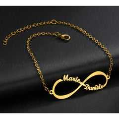 Personalized Jewelry Custom Double Name Date Infinity Bracelet Rose Gold Infinity Nameplate Bracelets Stainless Steel