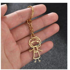 Personalized Kids Name Necklace Stainless Steel Cartoon Doodle Pendant - 7