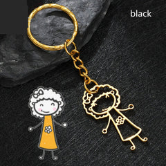 Personalized Kids Name Necklace Stainless Steel Cartoon Doodle Pendant - 7