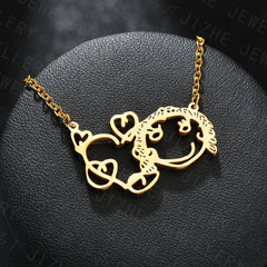 Personalized Kids Name Necklace Stainless Steel Cartoon Doodle Pendant - 7