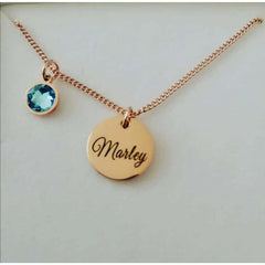 Personalized Lady Birthstone Necklace Initial - 7