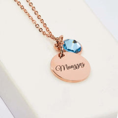 Personalized Lady Birthstone Necklace Initial - 7
