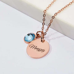 Personalized Lady Birthstone Necklace Initial - 7