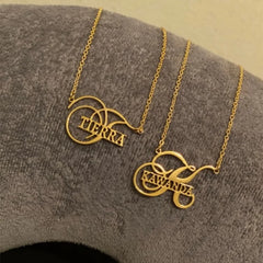 Personalized Letter Name Necklace For Women Gold Stainless Steel Chain - 7