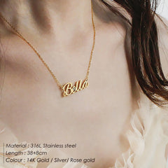Personalized Letter Name Necklace For Women Gold Stainless Steel Chain - 7
