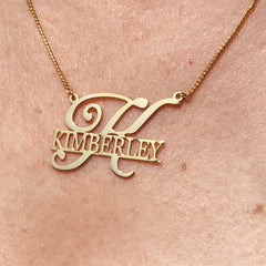 Personalized Letter Name Necklace For Women Gold Stainless Steel Chain - 7